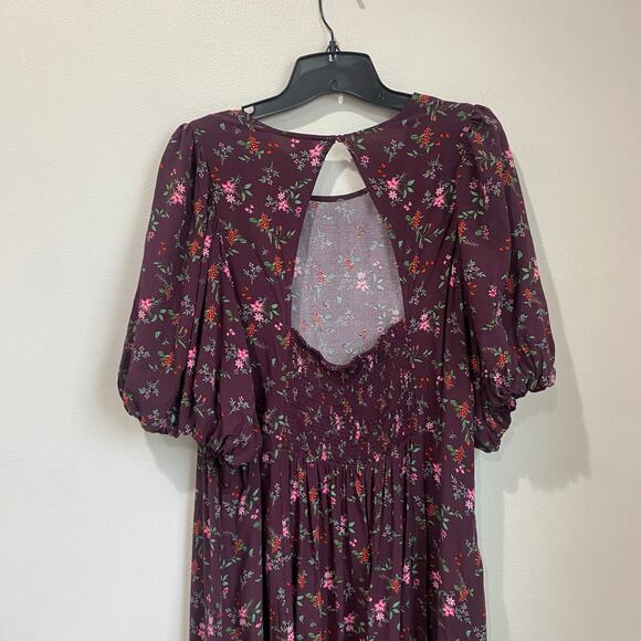 Old Navy Purple Floral Puff Sleeve Floral Maxi Shift Dress Plus Size 3X - Picture 5 of 9